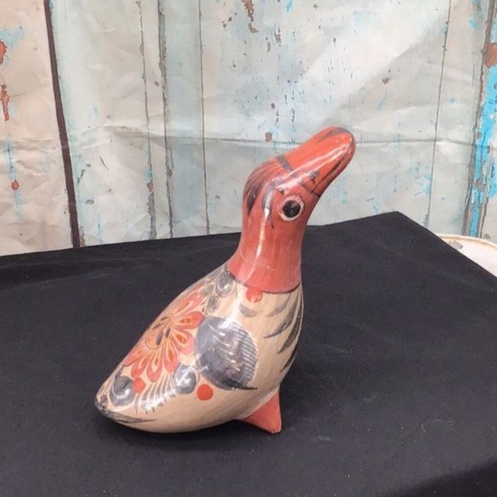 Vintage Hand-Painted Ceramic Bird Figurine Folk Art Style Collectible Home Decor